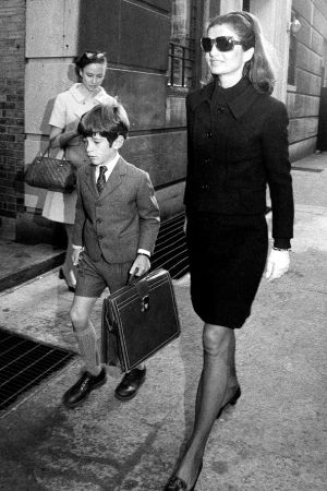 jackie kennedy style - off to school with John Jnr.jpg